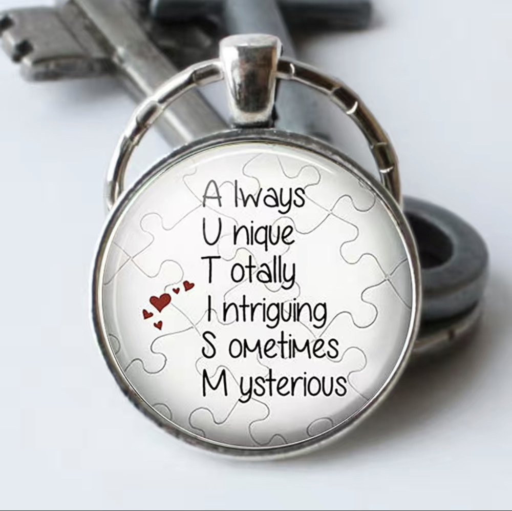 3/$25 Autism Always Unique Totally Intriguing Sometimes Mysterious Keychain NEW